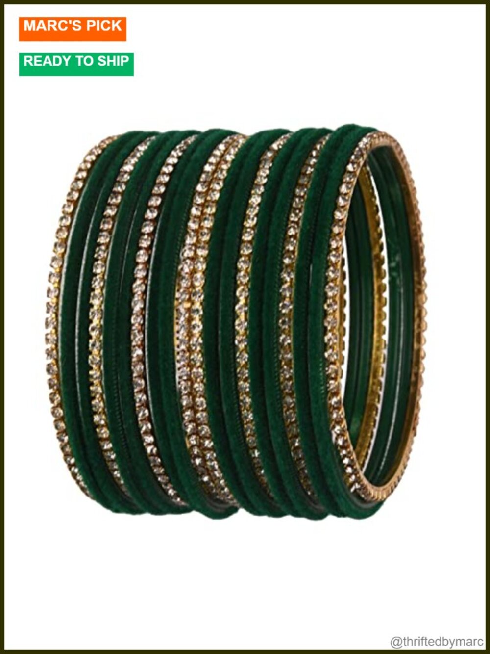 Indian Bangle Set Rhinestone CZ Velvet Bracelet Bangles